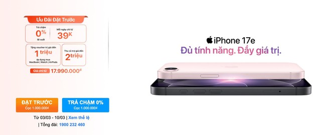 Đặt trước iPhone 17e tại Thế Giới Di Động & TopZone: Nhận ưu đ&atilde;i khủng, gi&aacute; tốt- Ảnh 2.
