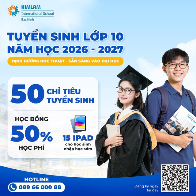 Trường Quốc tế Him Lam Bắc Ninh tuyển sinh lớp 10 với quỹ học bổng lên tới 5 tỷ đồng - Ảnh 1.