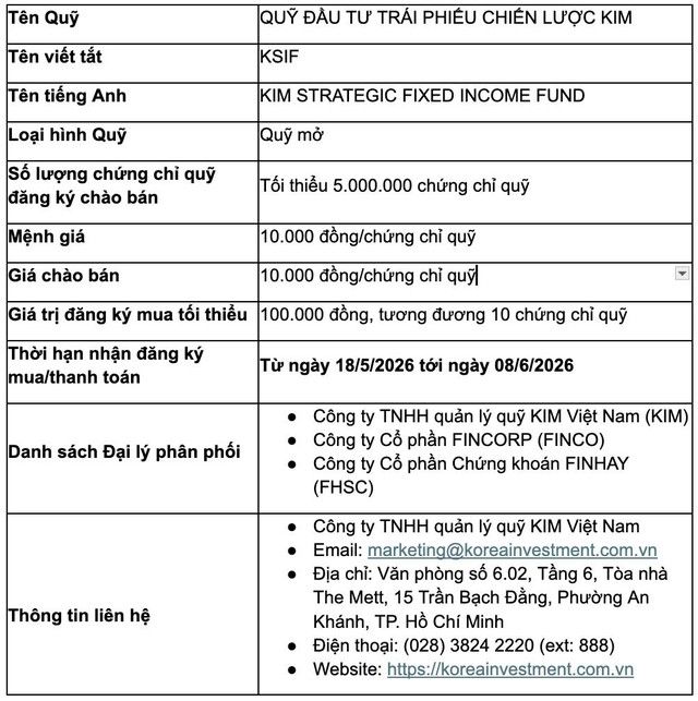 KIM Việt Nam thông báo chào bán chứng chỉ quỹ KSIF lần đầu ra công chúng- Ảnh 1.