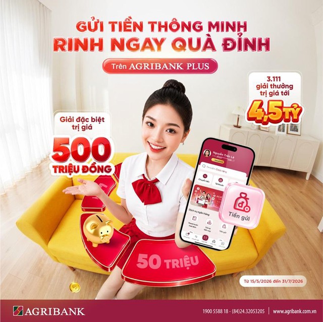 Cơ hội trúng 500 triệu đồng khi gửi tiền dự thưởng trên Agribank Plus- Ảnh 1.