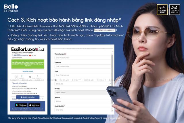 Bello Eyewear hướng dẫn kiểm tra v&agrave; k&iacute;ch hoạt bảo h&agrave;nh k&iacute;nh Ray-Ban, Oakley,... ch&iacute;nh h&atilde;ng - Ảnh 3.