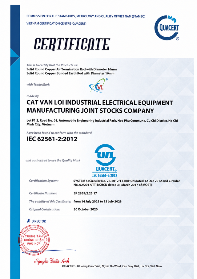 Hệ thống chống sét tiếp địa Cát Vạn Lợi đạt chuẩn UL Listed UL 467- Ảnh 4.