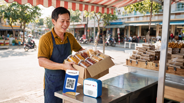 ‏VNPAY trang bị loa thông báo giao dịch, giúp hộ kinh doanh giảm chi phí chuyển đổi số‏- Ảnh 1.