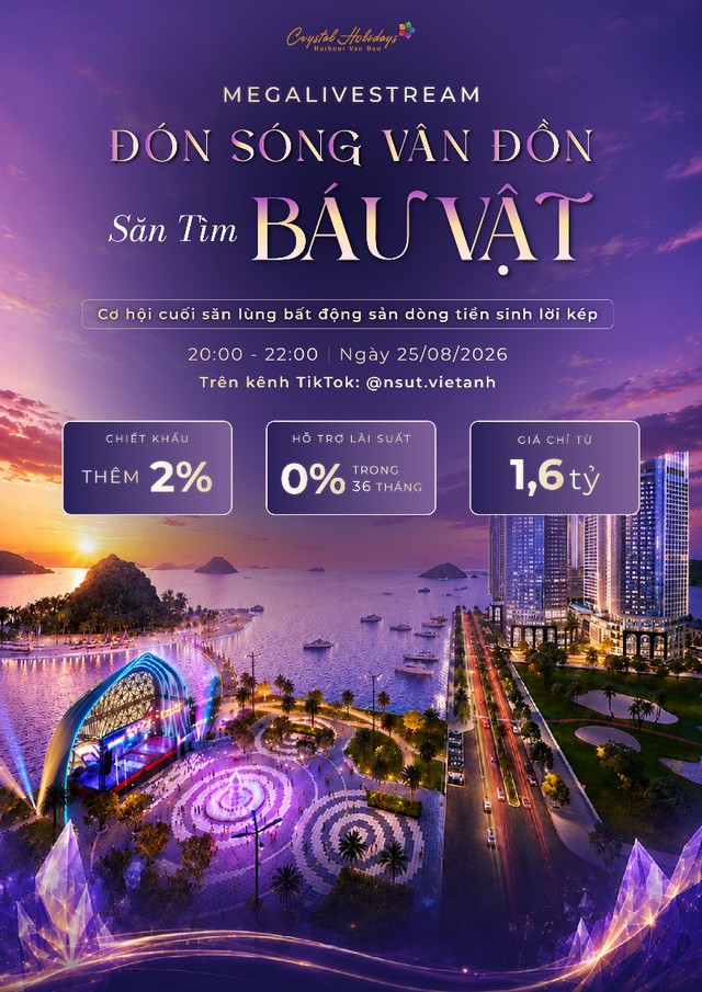 Lần đầu tiên Mega livestream căn hộ nghỉ dưỡng 5 sao Crystal Holidays Harbour Vân Đồn- Ảnh 1.