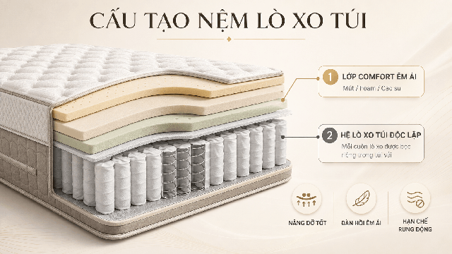 Nệm lò xo túi là gì mà ngày càng được nhiều gia đình và khách sạn cao cấp quan tâm? - Ảnh 1.