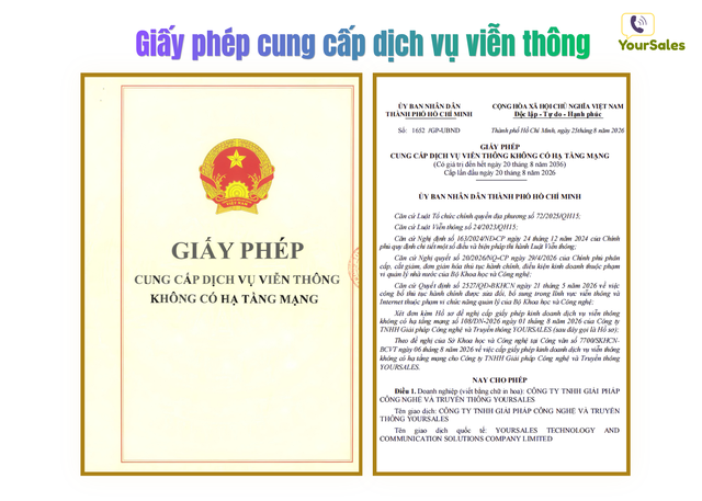 YourSales được cấp phép dịch vụ viễn thông trên toàn quốc- Ảnh 1.