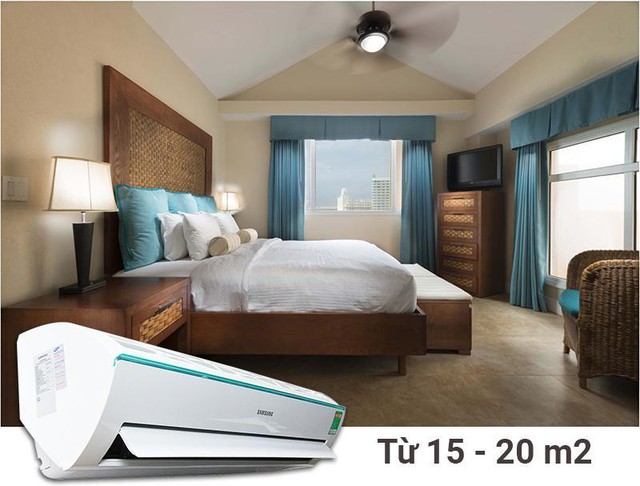 Một chiếc điều hòa Samsung 12000BTU dành cho phòng ngủ rộng 20m2.