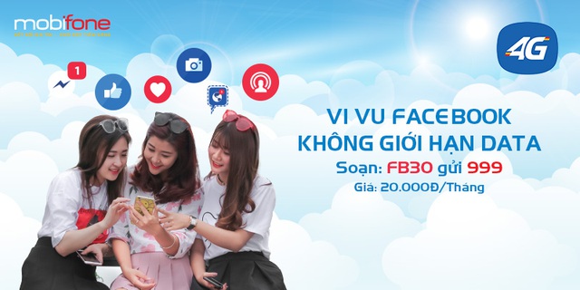 Soạn FB30 gửi 999, bạn thoải mái lướt Facebook cả tháng