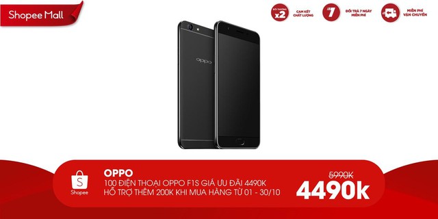 Chuyên gia selfie Oppo FS1 cập bến Shopee Mall chỉ với mức giá 4490k