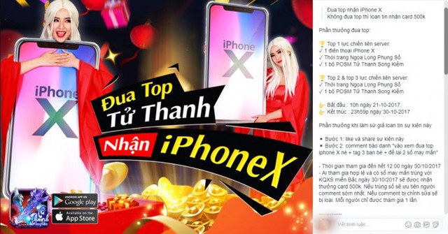 Chiếc Iphone X sẽ về tay ai trong cuộc đua top Tử Thanh Song Kiếm ?