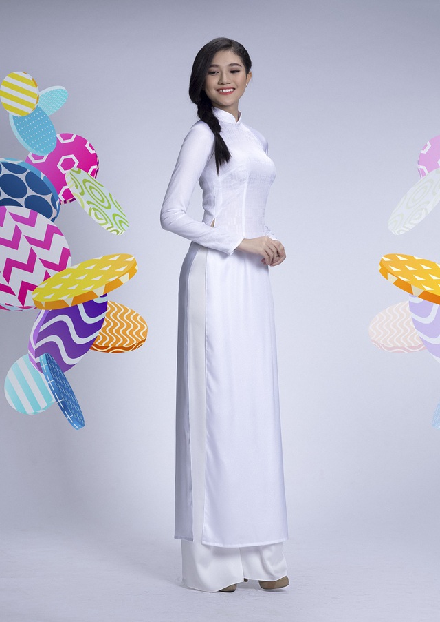 Đẹp tinh khôi với áo dài trắng lấy cảm hứng từ hội họa - Ảnh 3.