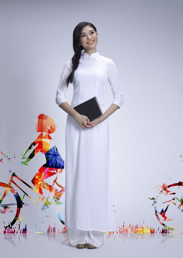 Đẹp tinh khôi với áo dài trắng lấy cảm hứng từ hội họa - Ảnh 7.