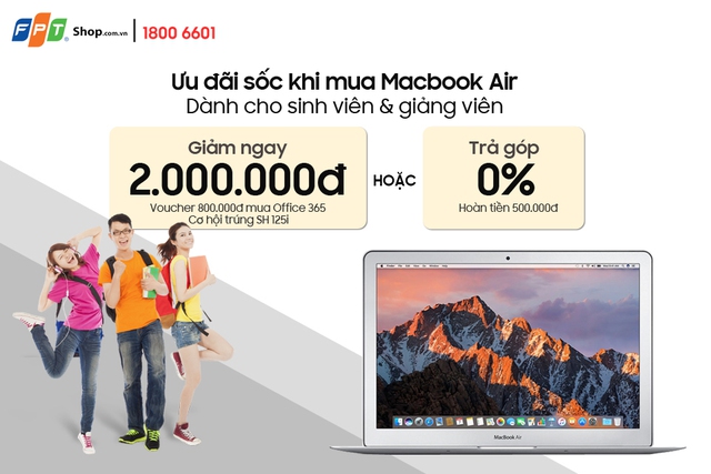 Giảm ngay 2 triệu đồng khi chọn mua Macbook Air tại FPT Shop  - Ảnh 1.