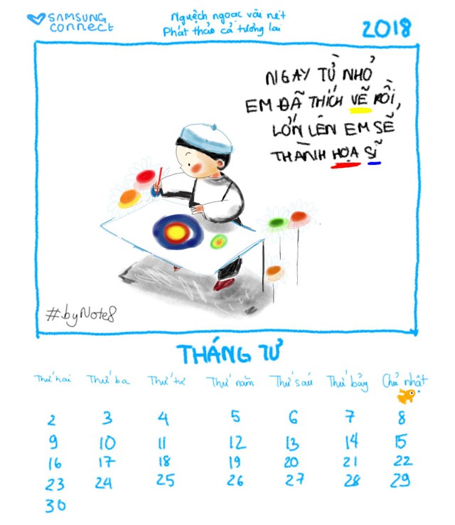 Đón năm mới với bộ lịch vẽ tay độc đáo bằng Galaxy Note8 - Ảnh 4.