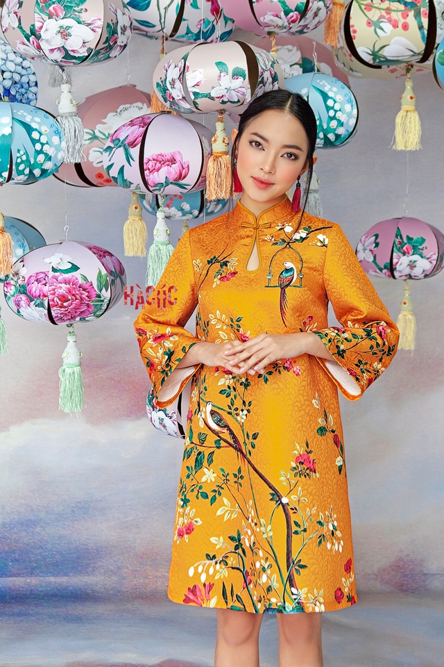 Châu Bùi gây ấn tượng với vẻ đẹp truyền thống trong bộ sưu tập váy Tết - Ảnh 3.