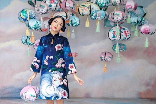 Châu Bùi gây ấn tượng với vẻ đẹp truyền thống trong bộ sưu tập váy Tết - Ảnh 4.