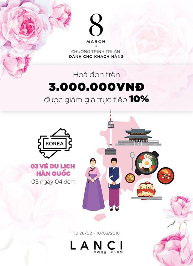 Mỹ phẩm Lanci tặng ph&aacute;i đẹp chuyến du lịch H&agrave;n Quốc trị gi&aacute; 26 triệu đồng - Ảnh 2.