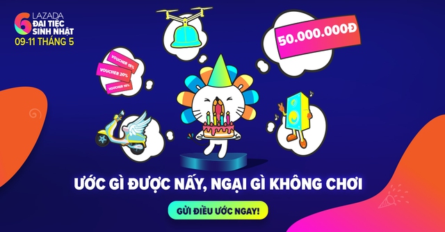 Càng sắm càng vui trong đại ti&ecirc;̣c sinh nh&acirc;̣t 6 tu&ocirc;̉i cùng Lazada - Ảnh 2.