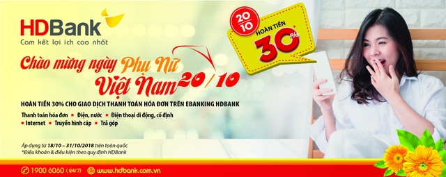 HDBank hoàn tiền 30% eBanking nhân ngày Phụ nữ Việt Nam - Ảnh 2.