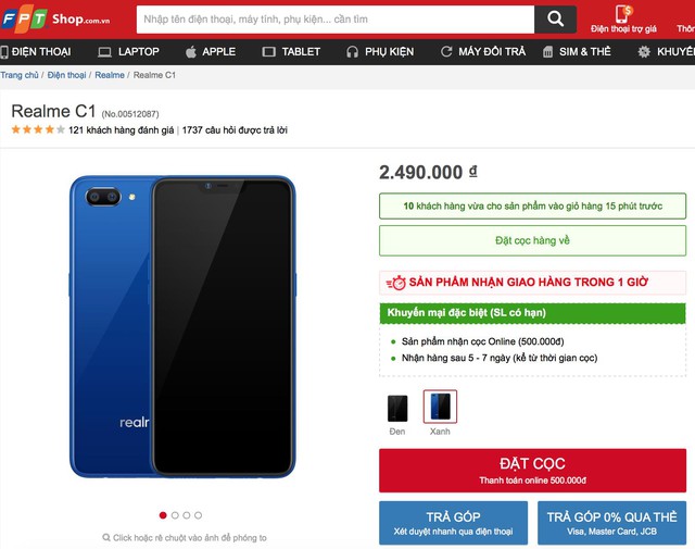 Realme C1 phi&ecirc;n bản m&agrave;u xanh ch&iacute;nh thức được b&aacute;n ra từ ng&agrave;y 26/11 tr&ecirc;n k&ecirc;nh online của TGDĐ v&agrave; FPT Shop - Ảnh 5.